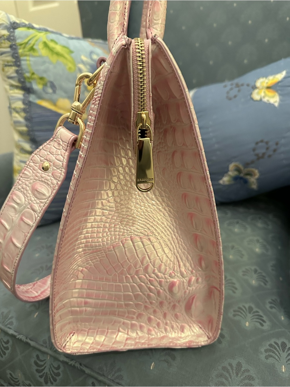 Sale ! Brahmin Rosewater Large Caroline Croc-Embossed Satchel NWOT - Picture 6 of 12